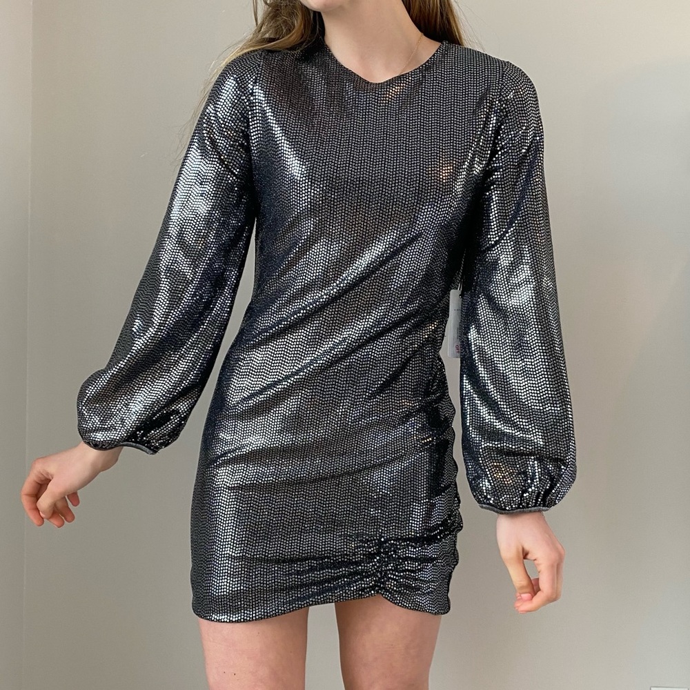 NWT SAYLOR Silver & Black Polina Disco Dress | XS New Years Eve - Picture 2 of 7